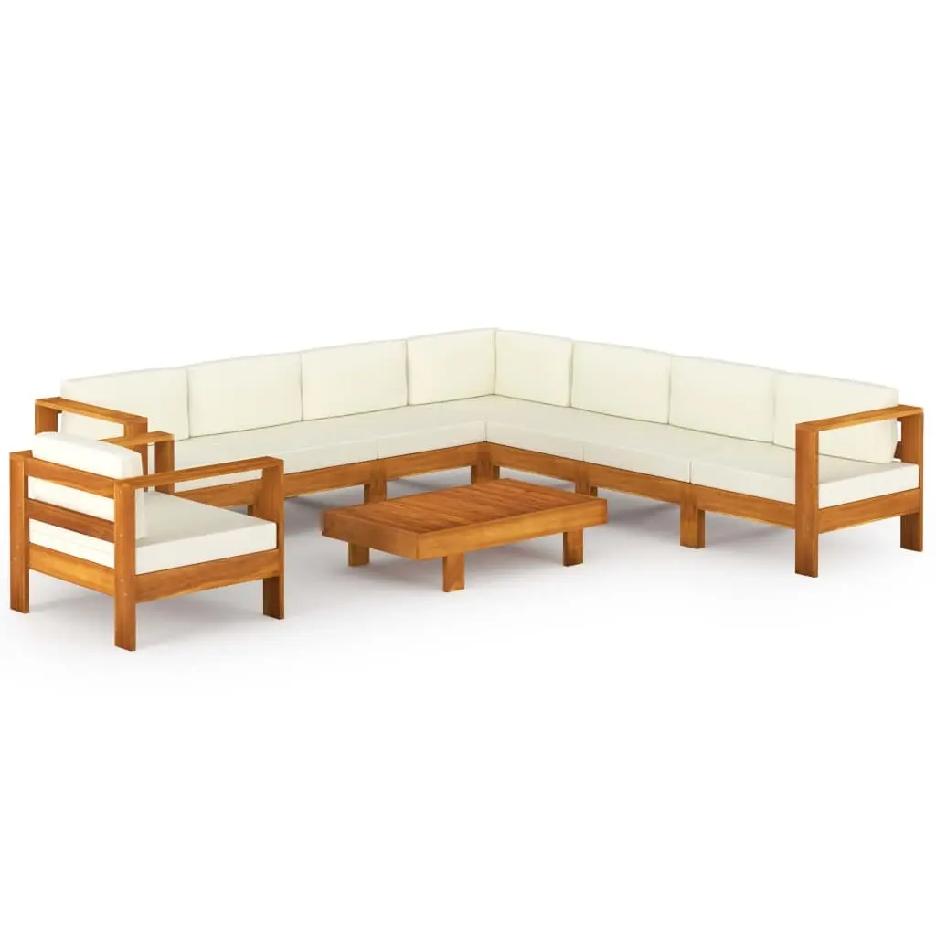 9 Piece Garden Lounge Set with Cushions 100x60 cm Acacia Wood 3057941 - Furniture