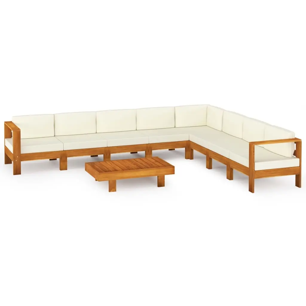 9 Piece Garden Lounge Set with Cushions 100x60 cm Acacia Wood 3057943 - Furniture