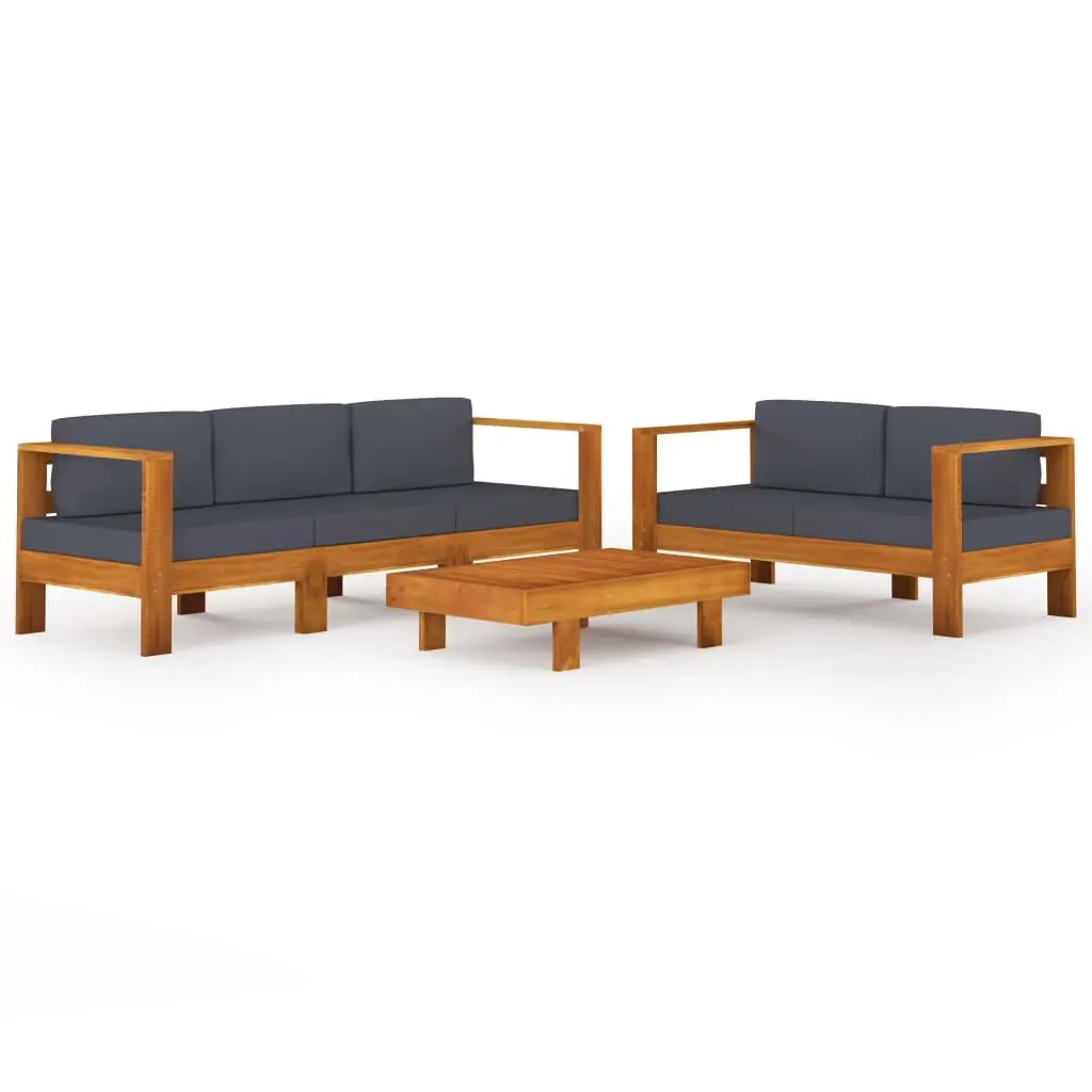 5 Piece Garden Lounge Set with Dark Grey Cushions Acacia Wood 3057949 - Furniture
