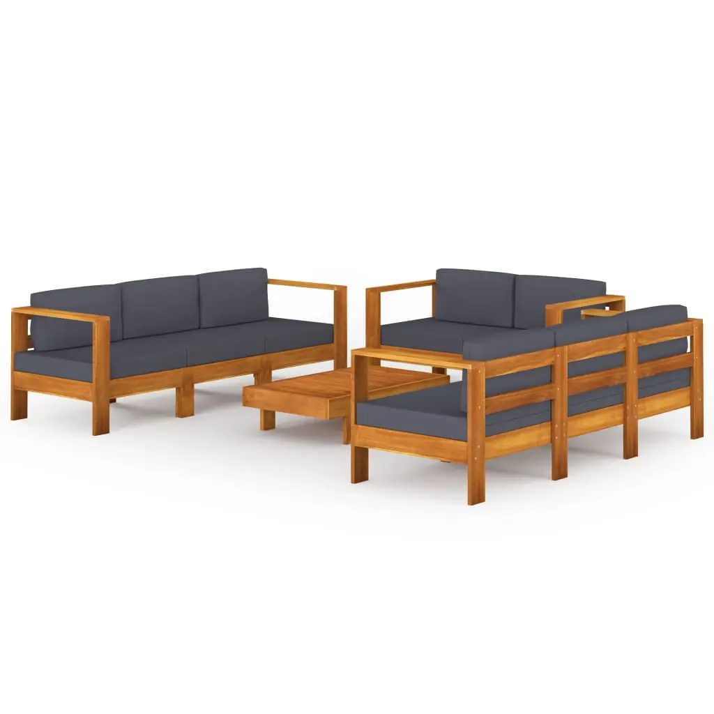 8 Piece Garden Lounge Set with Dark Grey Cushions Acacia Wood 3057950 - Furniture