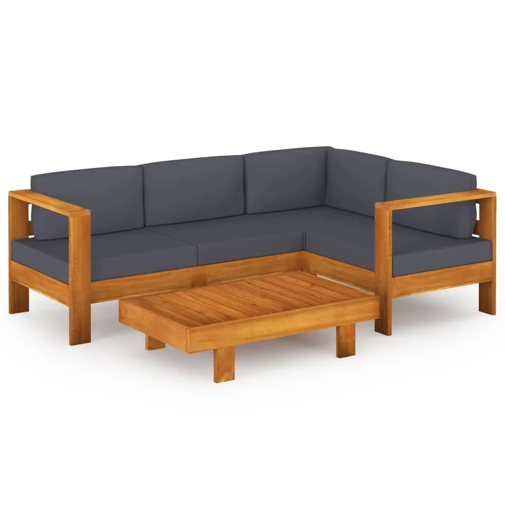 5 Piece Garden Lounge Set with Dark Grey Cushions Acacia Wood 3057951 - Furniture