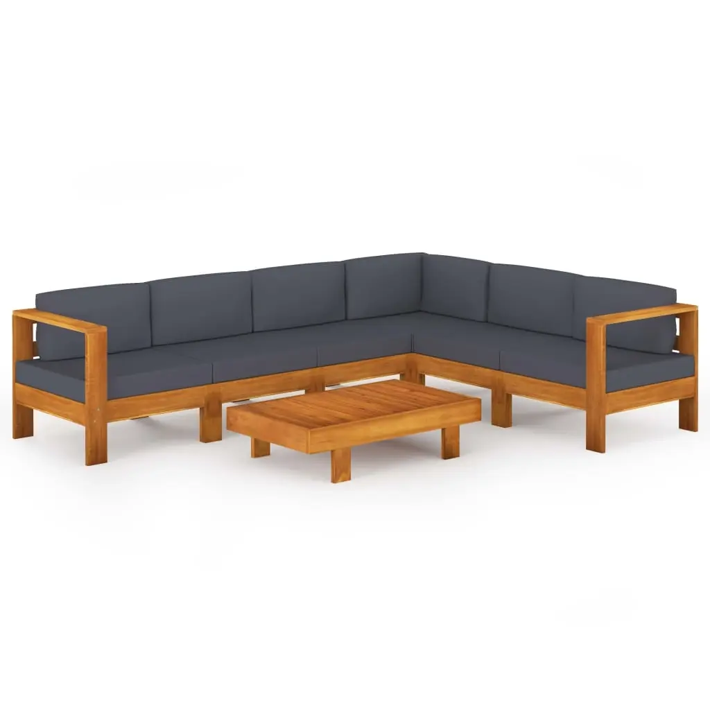 7 Piece Garden Lounge Set with Dark Grey Cushions Acacia Wood 3057956 - Furniture