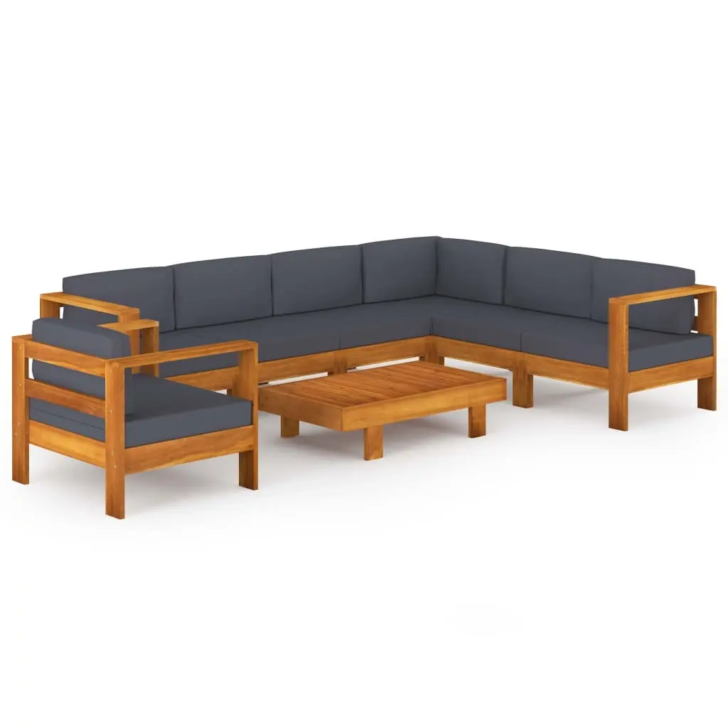8 Piece Garden Lounge Set with Dark Grey Cushions Acacia Wood 3057957 - Furniture