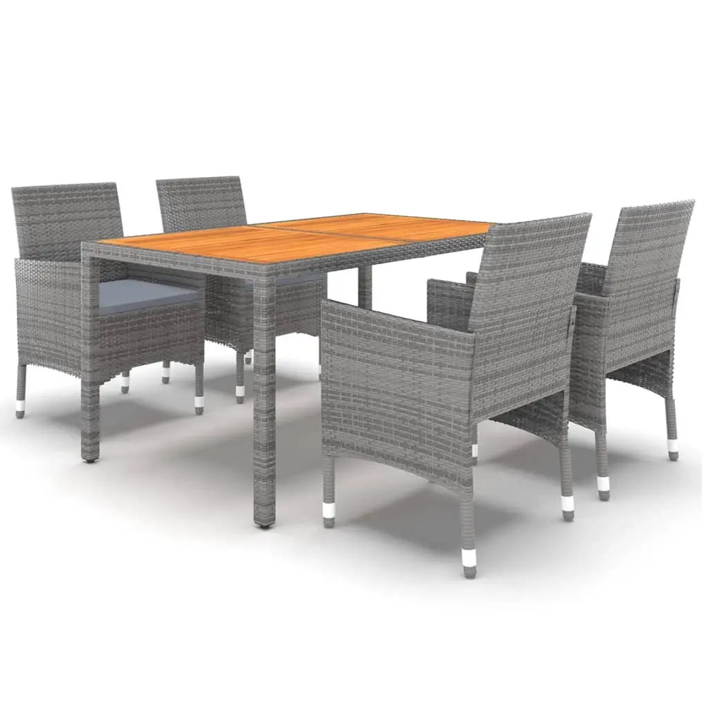 5 Piece Garden Dining Set Poly Rattan Grey 3058423 - Furniture