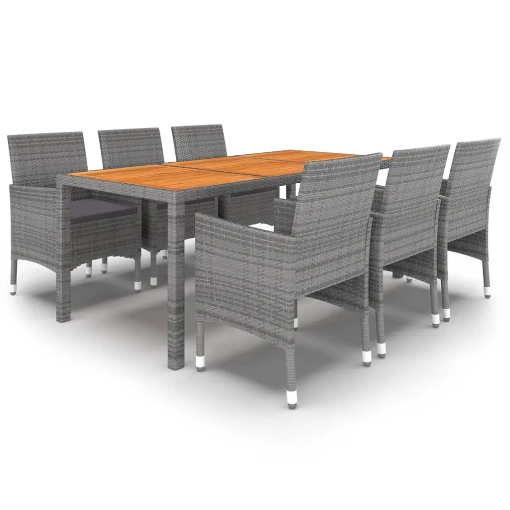 7 Piece Garden Dining Set Poly Rattan Grey 3058443 - Furniture