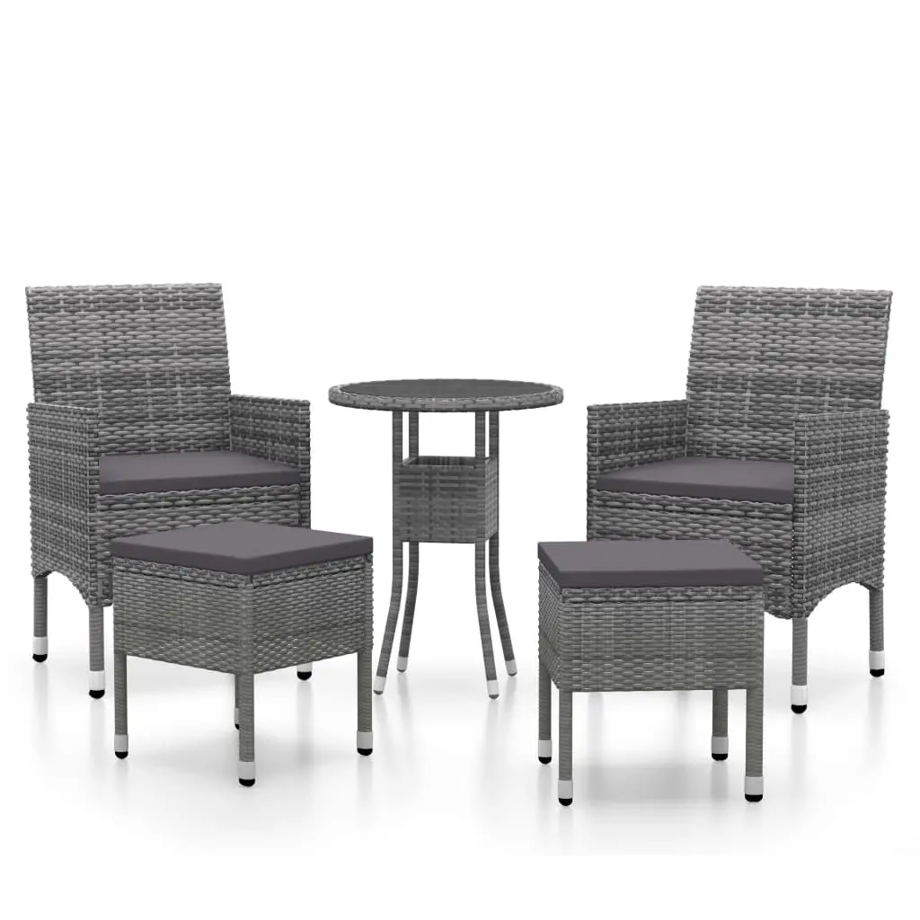 5 Piece Garden Lounge Set Poly Rattan Grey 3058469 - Furniture