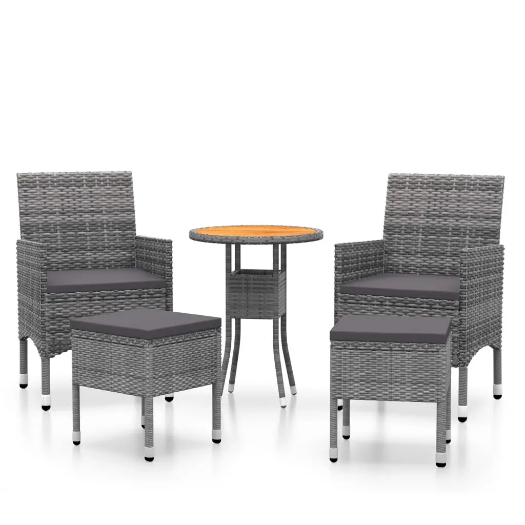 5 Piece Garden Lounge Set Poly Rattan Grey 3058473 - Furniture