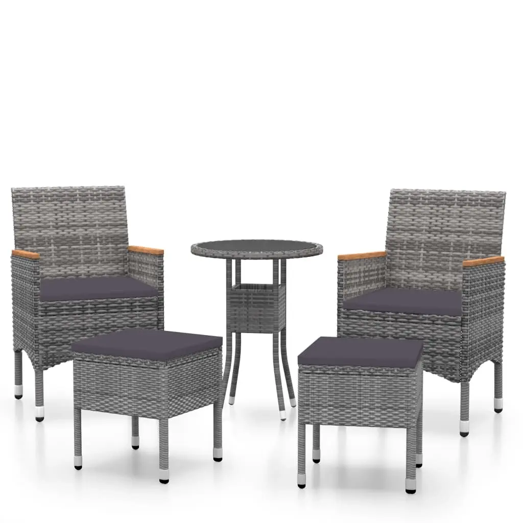 5 Piece Garden Lounge Set Poly Rattan Grey 3058475 - Furniture