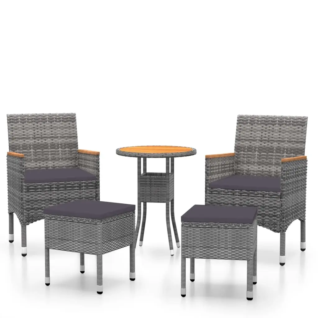 5 Piece Garden Lounge Set Poly Rattan Grey 3058477 - Furniture