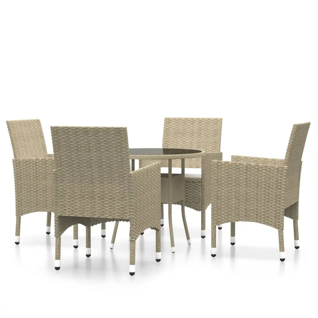 5 Piece Garden Dining Set Poly Rattan Beige 3058490 - Furniture