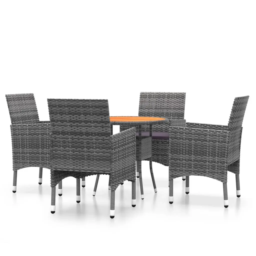 5 Piece Garden Dining Set Poly Rattan Grey 3058493 - Furniture