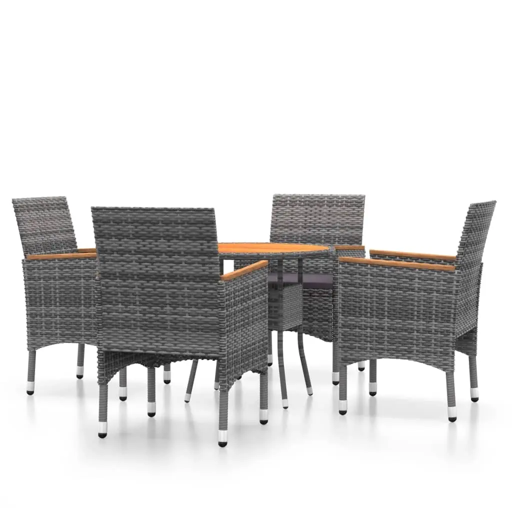 5 Piece Garden Dining Set Poly Rattan Grey 3058497 - Furniture