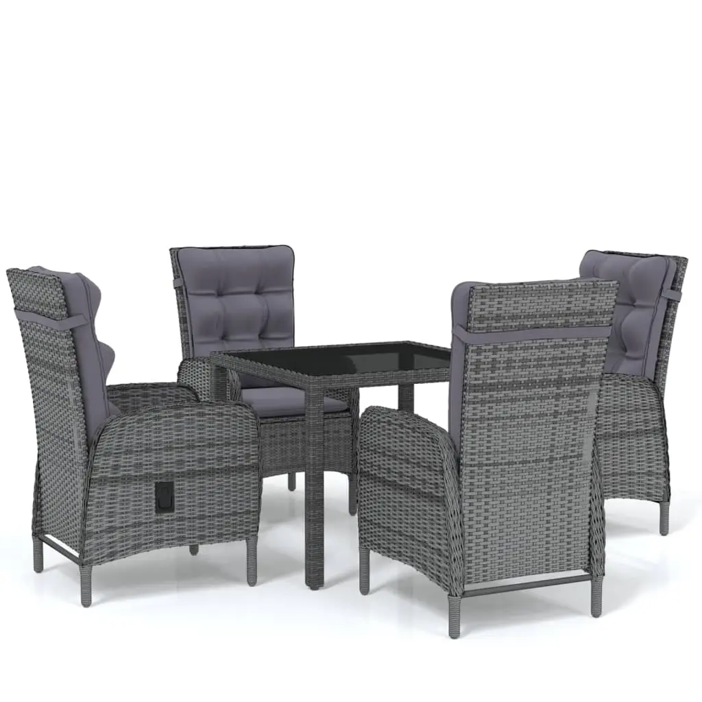 5 Piece Garden Dining Set Poly Rattan Grey 3058500 - Furniture