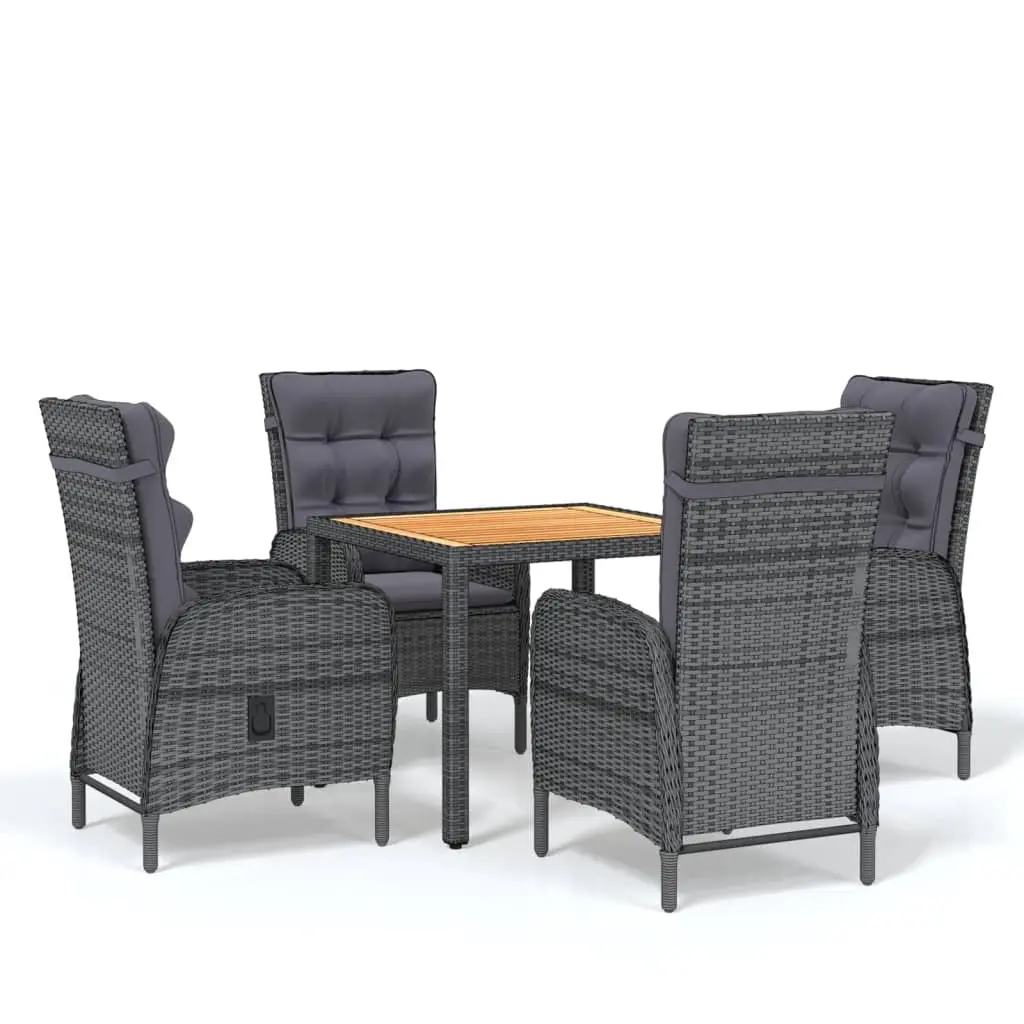 5 Piece Garden Dining Set Poly Rattan Grey 3058501 - Furniture