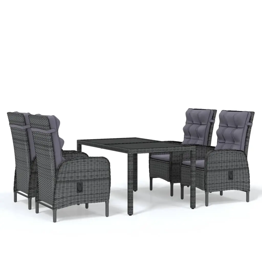 5 Piece Garden Dining Set Poly Rattan Grey 3058502 - Furniture