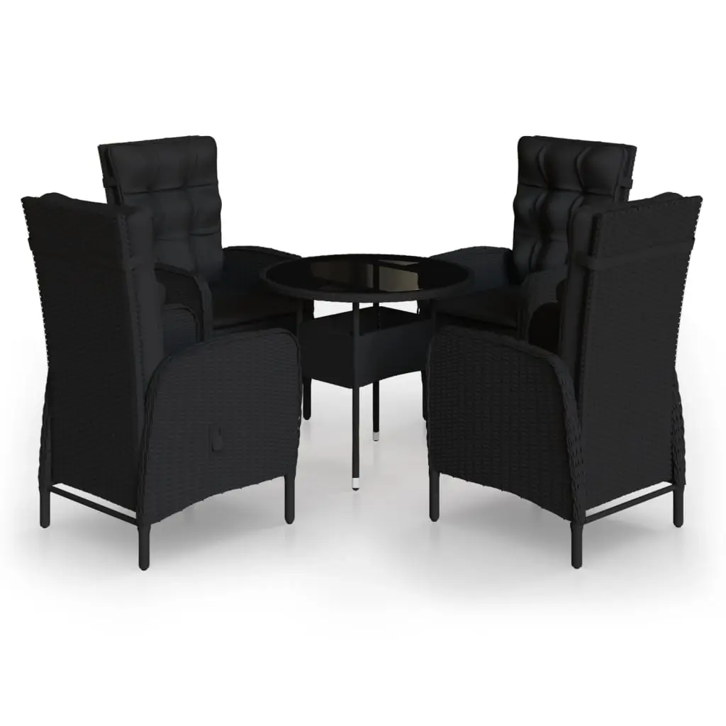 5 Piece Garden Bistro Set Poly Rattan Black 3058552 - Furniture