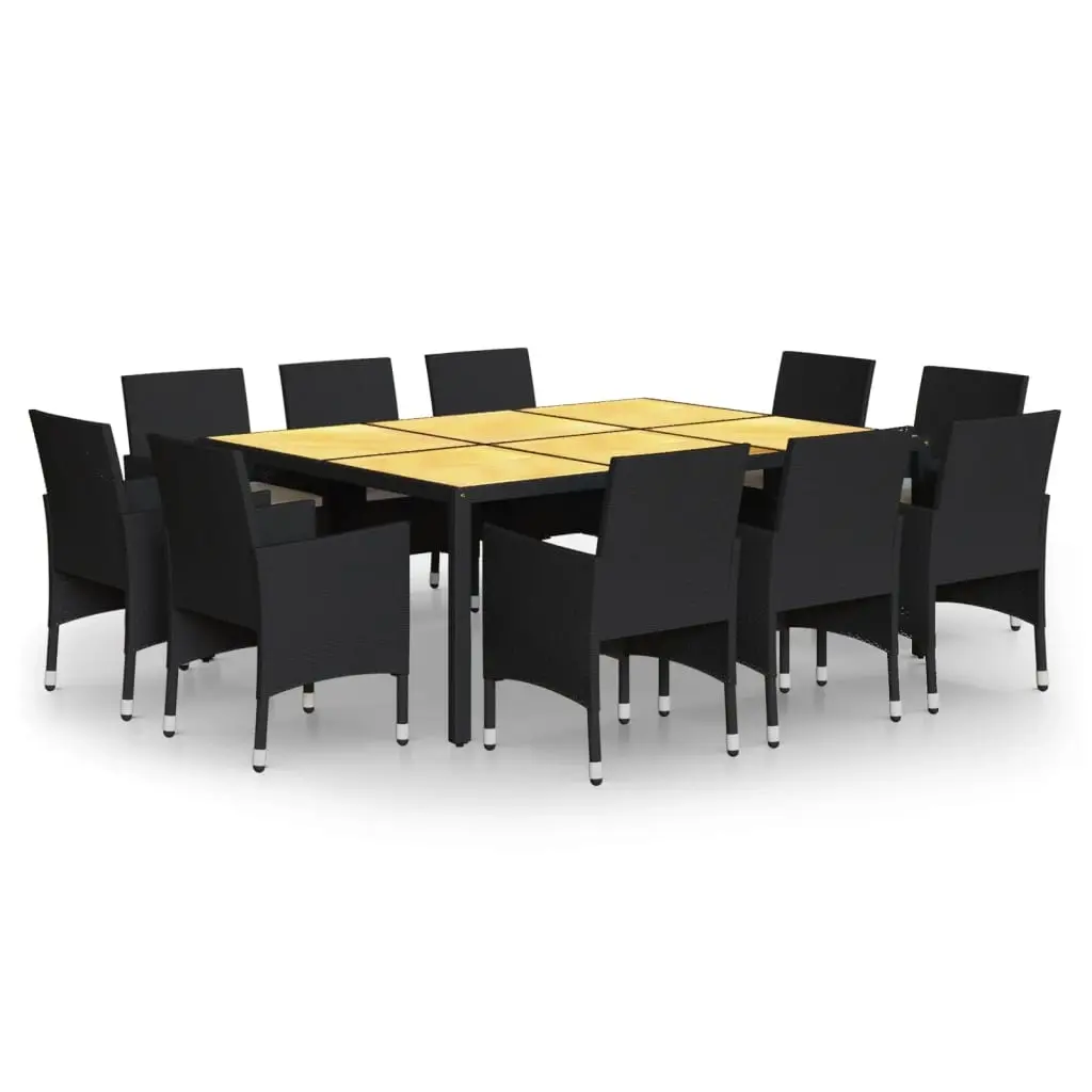 11 Piece Garden Dining Set Poly Rattan Black 3058566 - Furniture