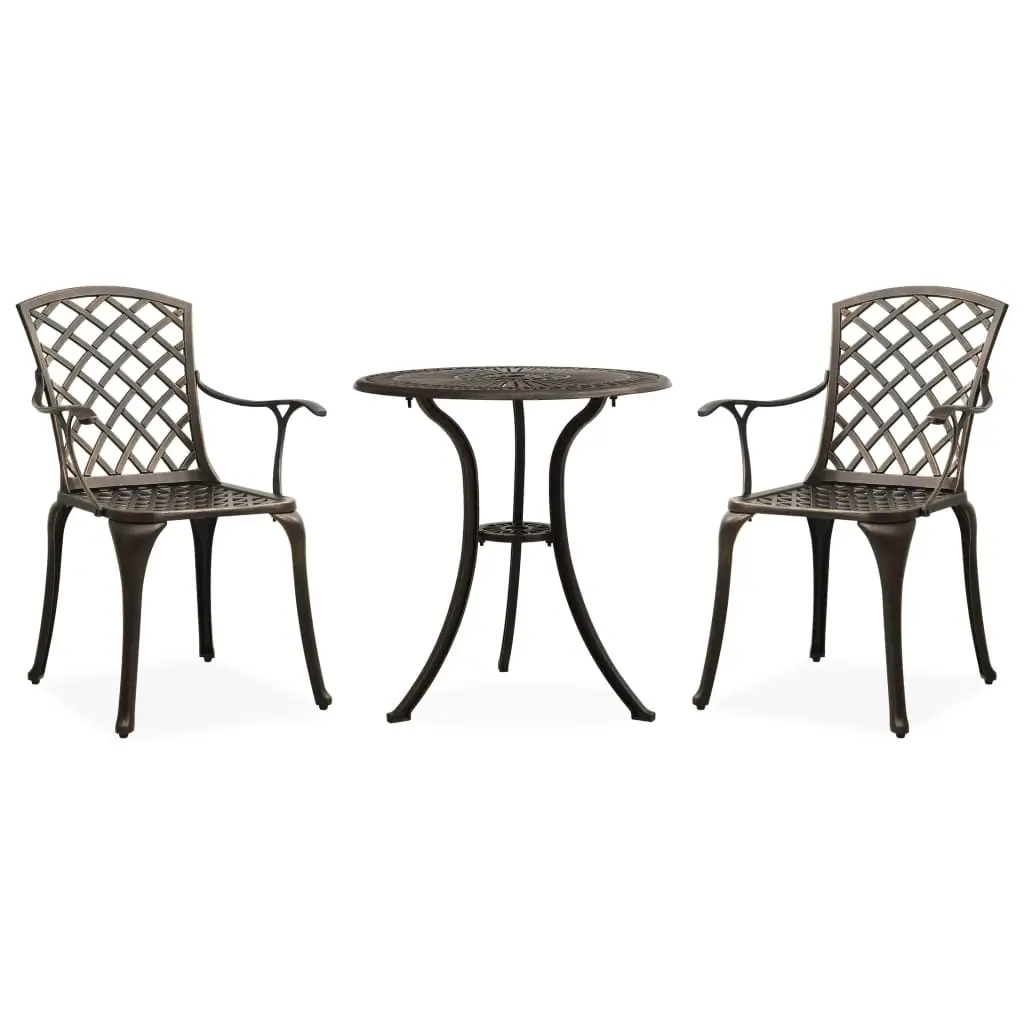 3 Piece Bistro Set Cast Aluminium Bronze 315591 - Furniture