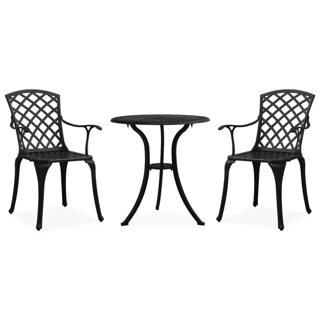 3 Piece Bistro Set Cast Aluminium Black 315592 - Furniture