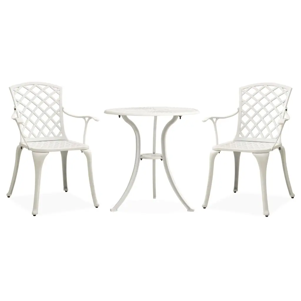 3 Piece Bistro Set Cast Aluminium White 315593 - Furniture
