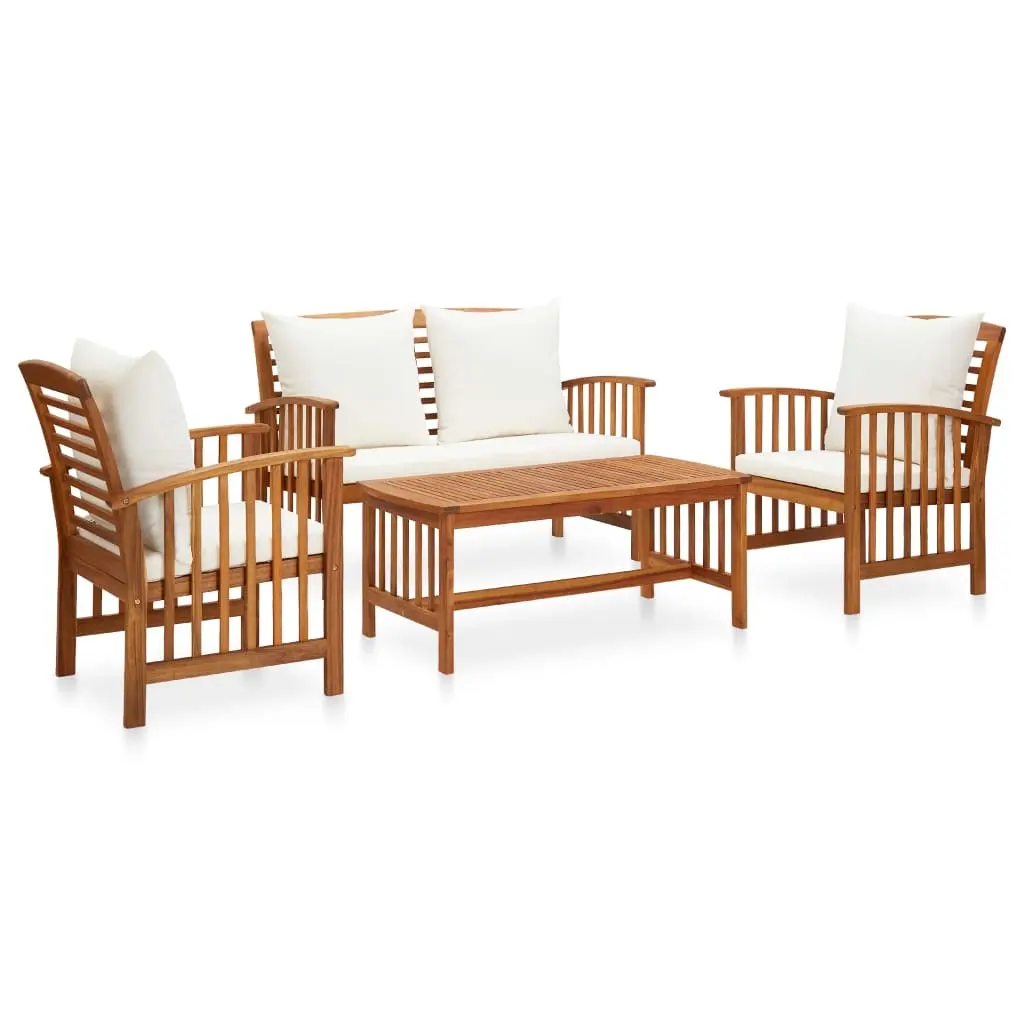 4 Piece Garden Lounge Set with Cushions Solid Acacia Wood 3057975 - Furniture