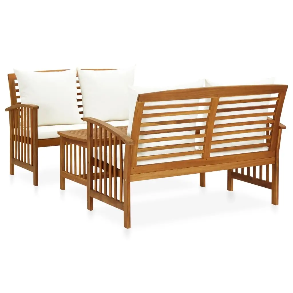 3 Piece Garden Lounge Set with Cushions Solid Acacia Wood 3057976 - Furniture