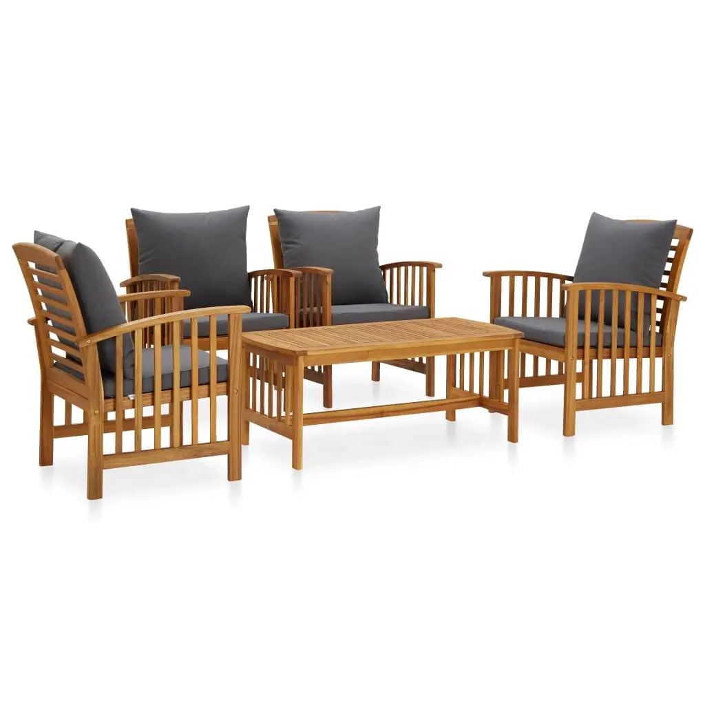 5 Piece Garden Lounge Set with Cushions Solid Acacia Wood (310255+2x310258) 3057982 - Furniture