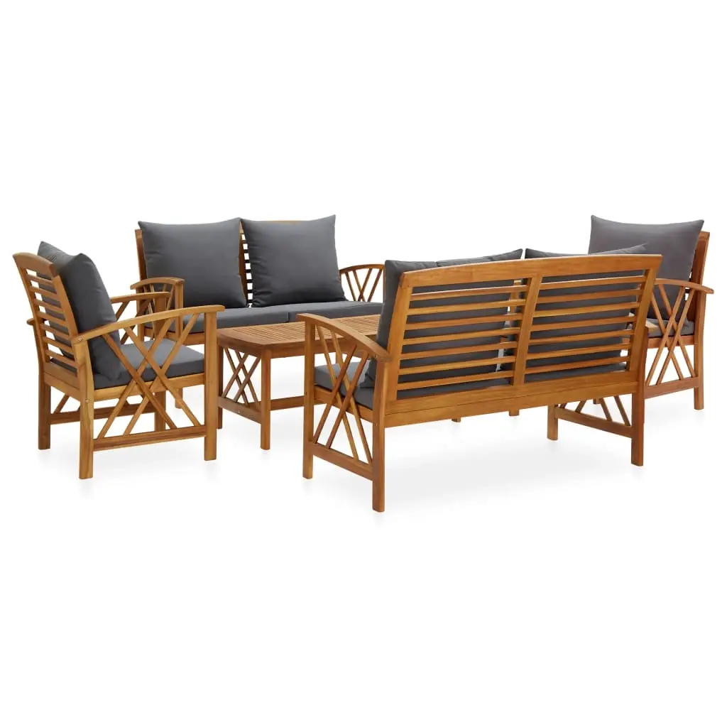 5 Piece Garden Lounge Set with Cushions Solid Acacia Wood 3057993 - Furniture