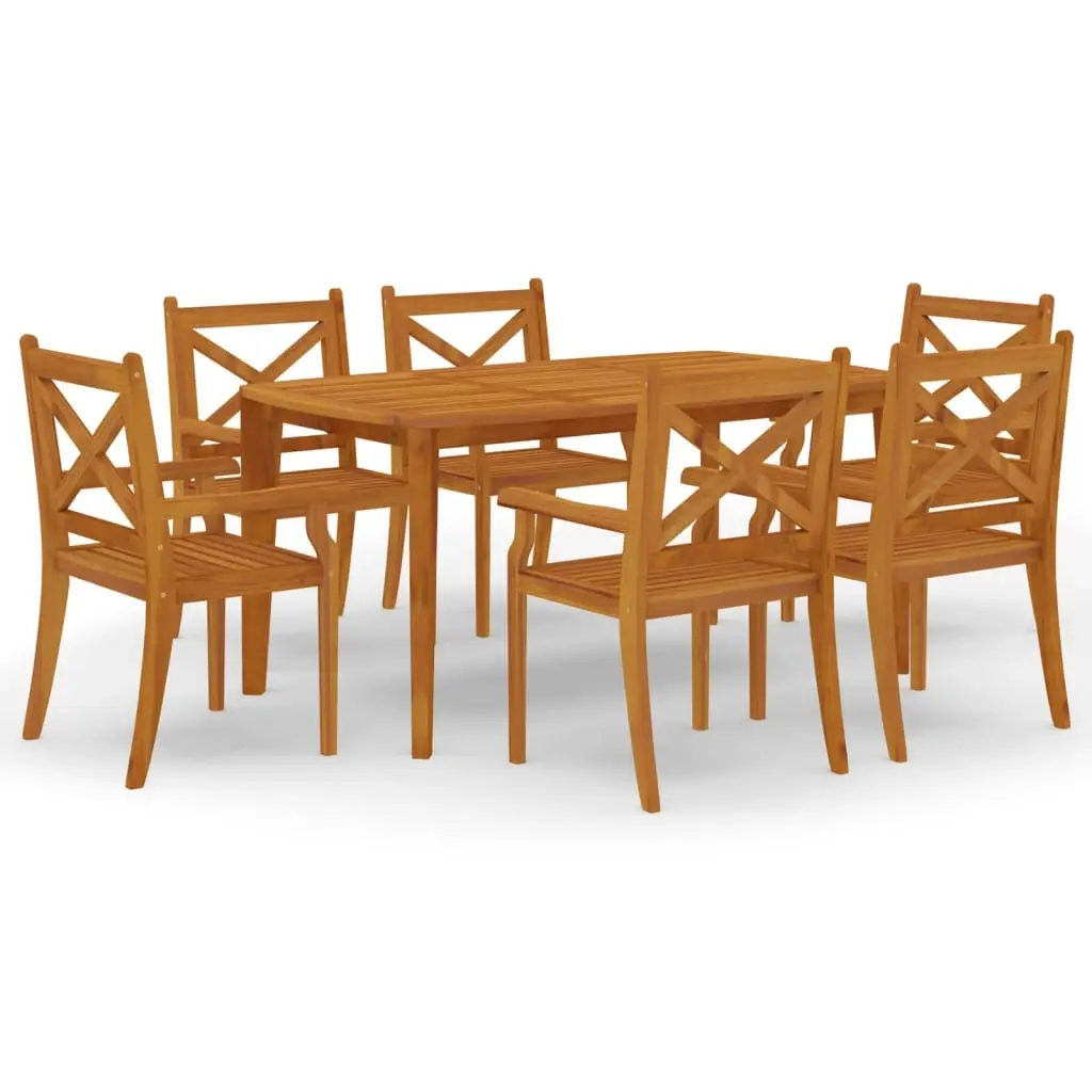7 Piece Garden Dining Set Solid Wood Acacia 3058004 - Furniture