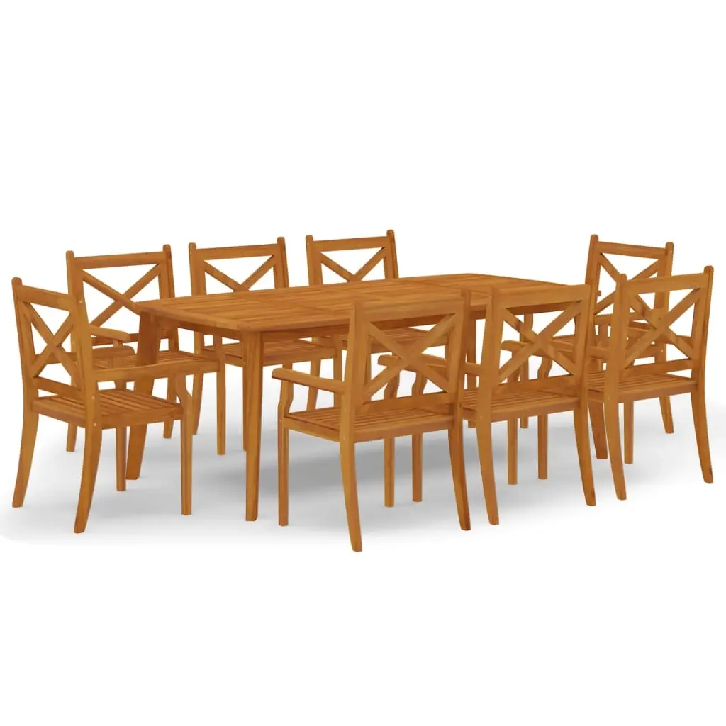 9 Piece Garden Dining Set Solid Wood Acacia 3058006 - Furniture