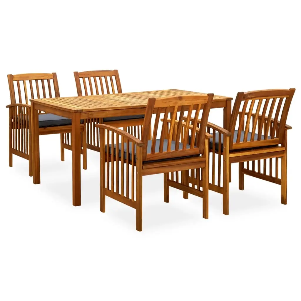 5 Piece Garden Dining Set with Cushions Solid Acacia Wood 3058088 - Furniture
