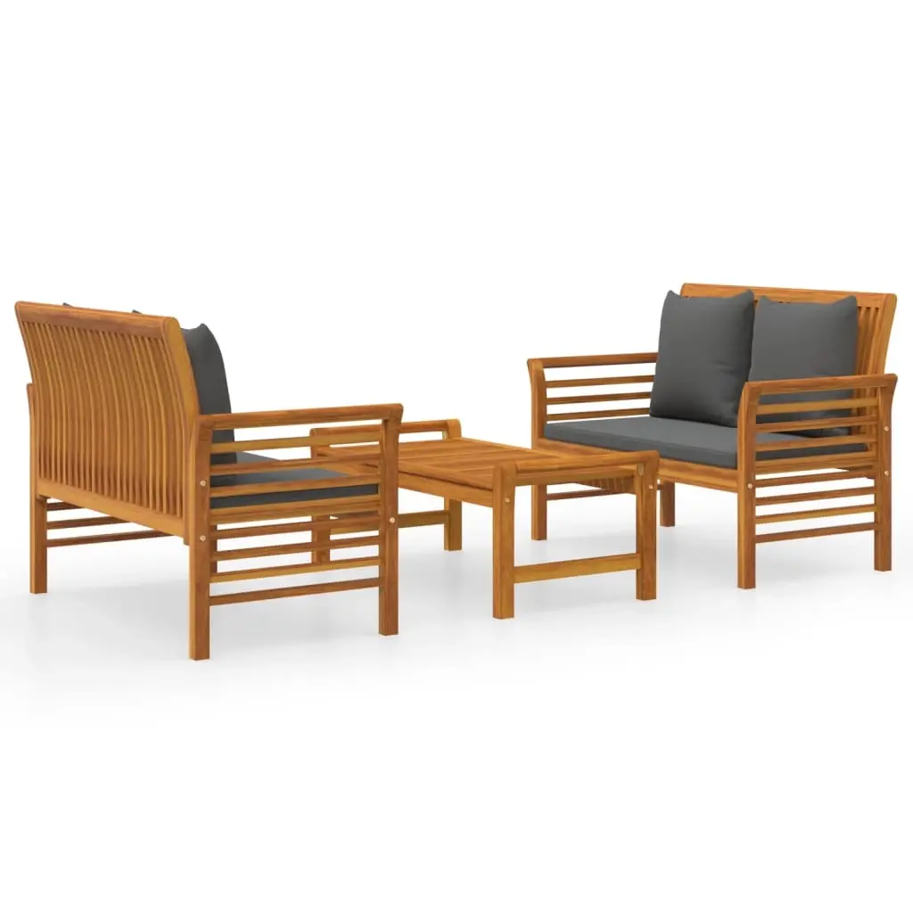 3 Piece Garden Lounge Set with Cushions Solid Wood Acacia 3058099 - Furniture
