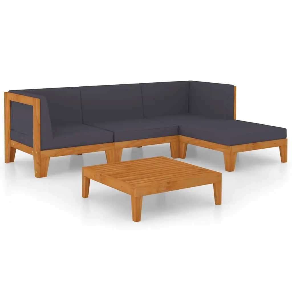 5 Piece Garden Lounge Set with Cushions Solid Acacia Wood 3058109 - Furniture