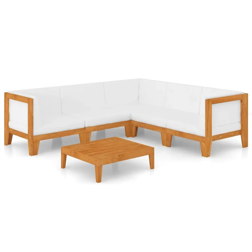 6 Piece Garden Lounge Set with Cushions Solid Acacia Wood 3058110 - Furniture