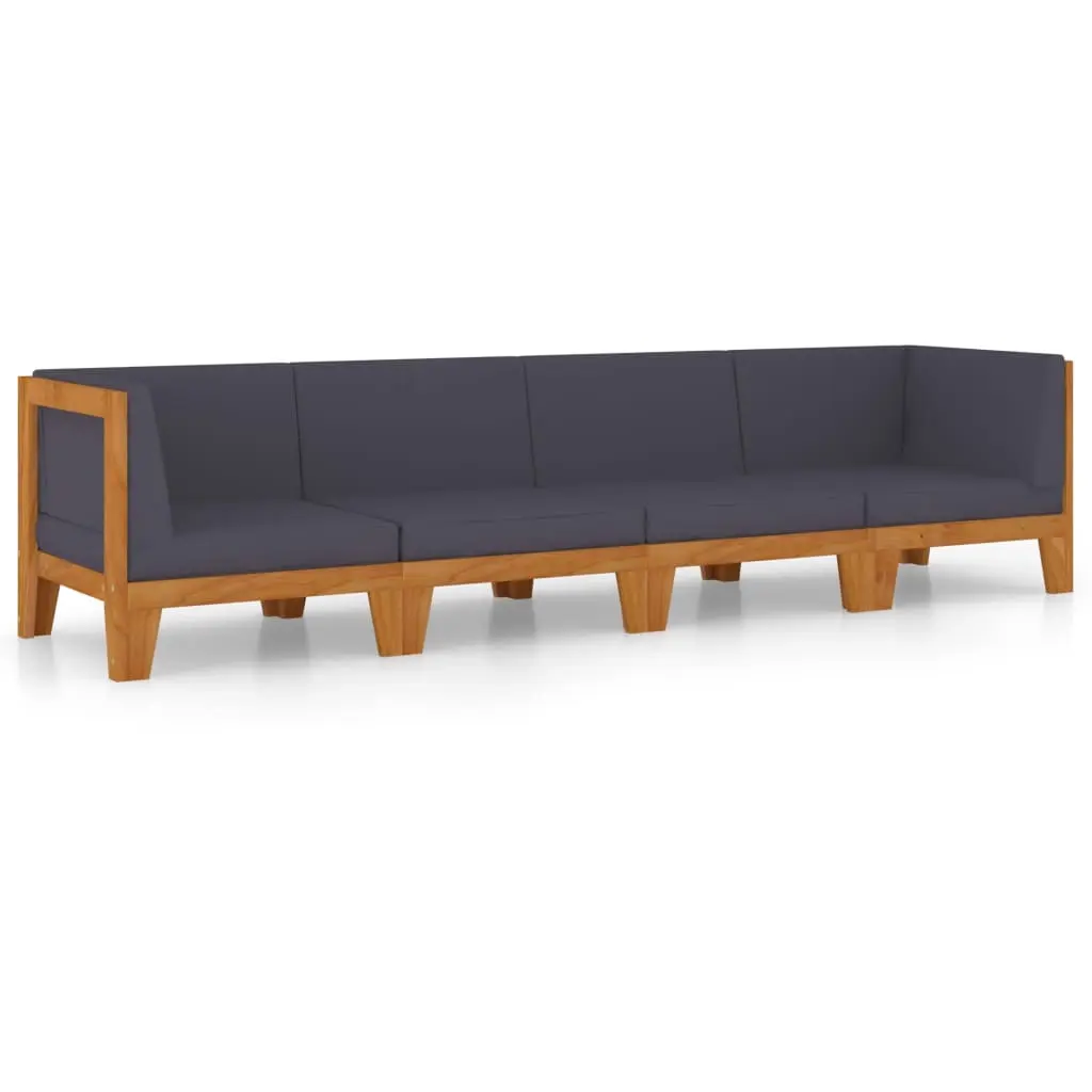4 Piece Garden Lounge Set with Cushions Solid Acacia Wood 3058117 - Furniture