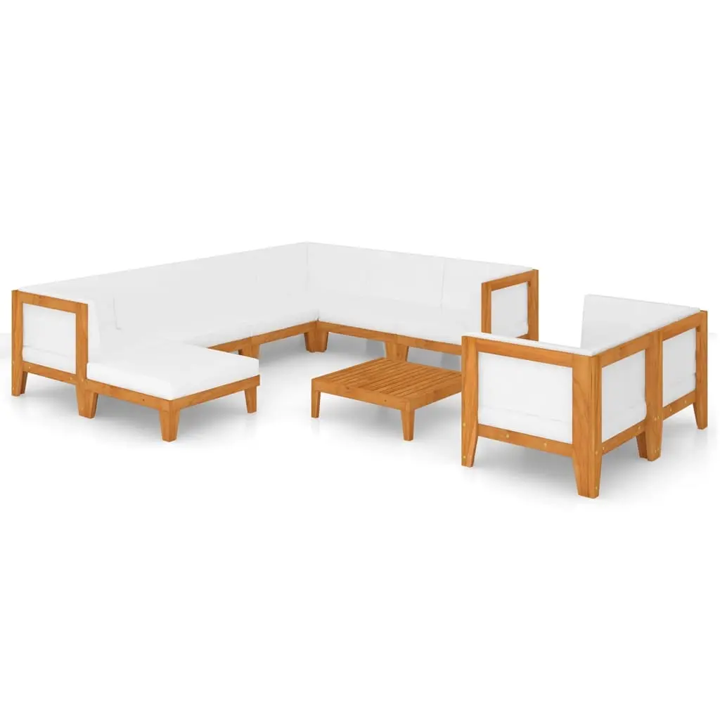 10 Piece Garden Lounge Set with Cushions Solid Acacia Wood 3058126 - Furniture