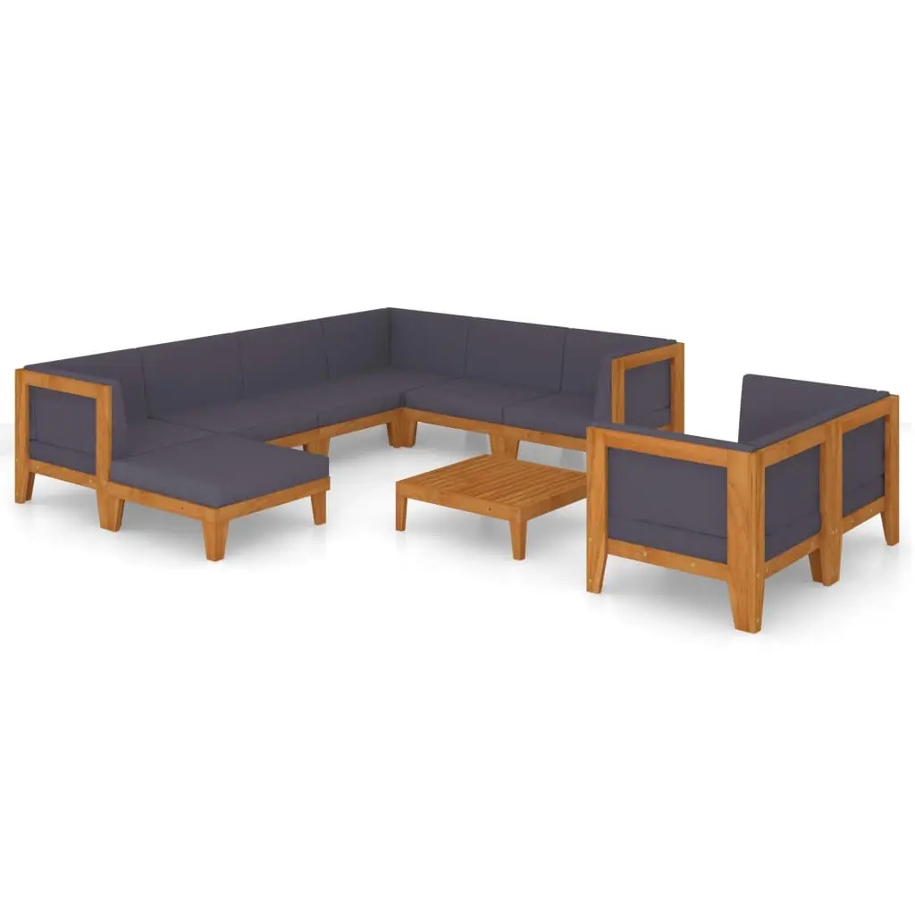 10 Piece Garden Lounge Set with Cushions Solid Acacia Wood 3058127 - Furniture