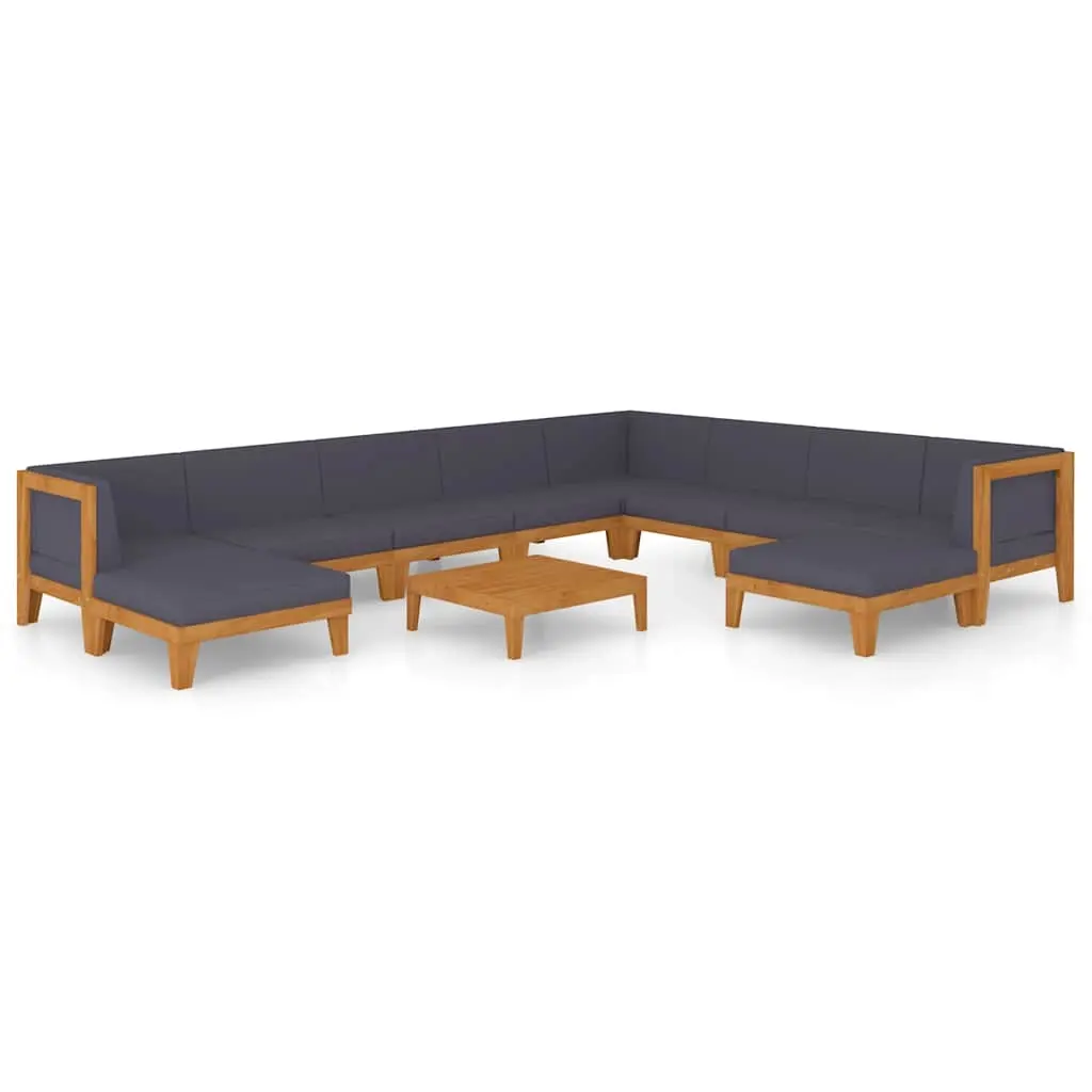 11 Piece Garden Lounge Set with Cushions Solid Acacia Wood 3058129 - Furniture