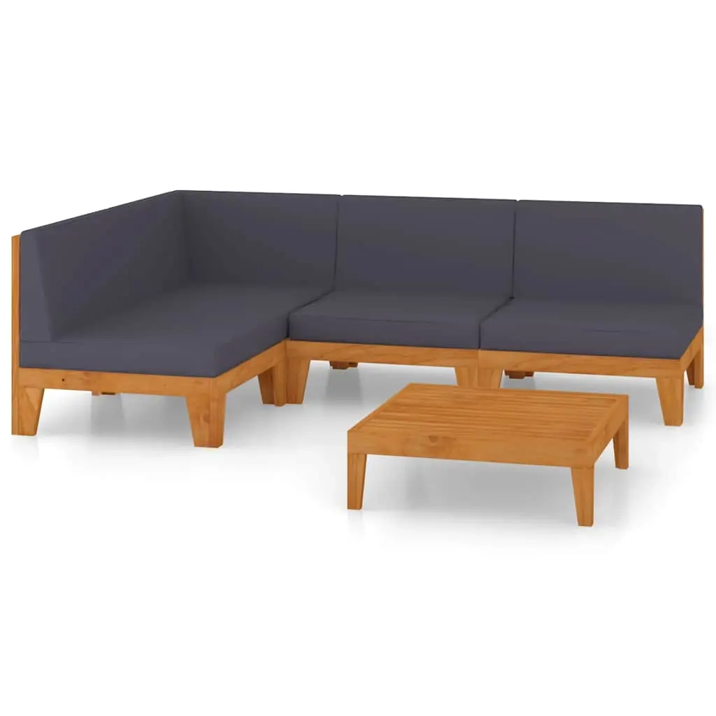 5 Piece Garden Lounge Set with Cushions Solid Acacia Wood 3058145 - Furniture