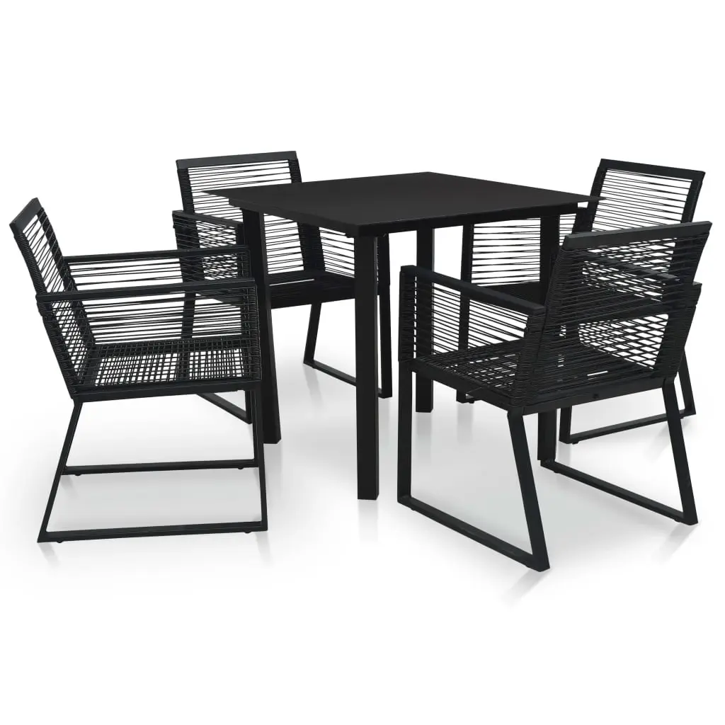 5 Piece Outdoor Dining Set PVC Rattan Black 3058282 - Furniture