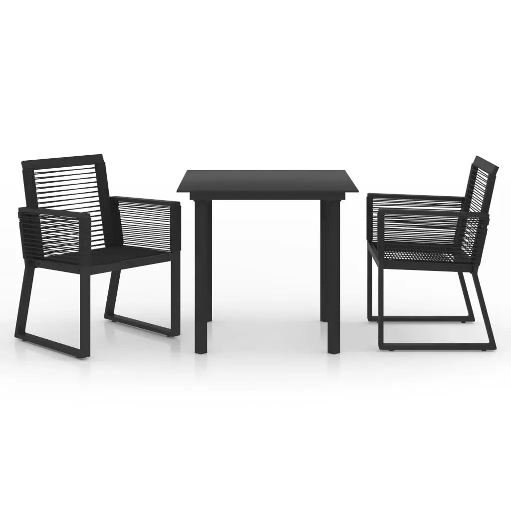 3 Piece Outdoor Dining Set PVC Rattan Black 3058283 - Furniture