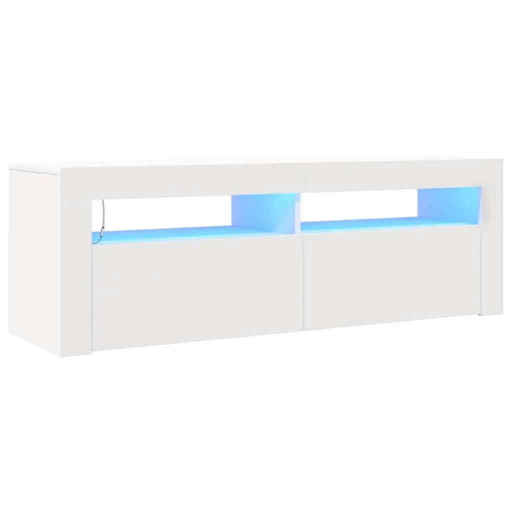 TV Cabinet with LED Lights White 120x35x40 cm 804310 - Furniture