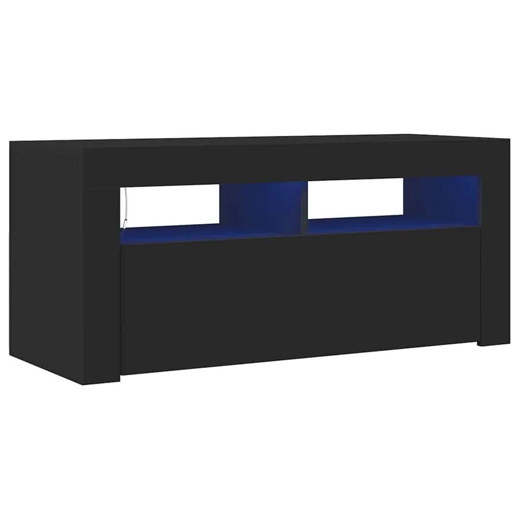 TV Cabinet with LED Lights Black 90x35x40 cm 804320 - Furniture