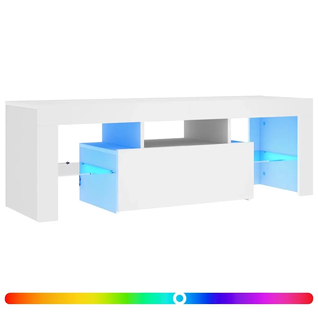 TV Cabinet with LED Lights White 120x35x40 cm 804346 - Furniture