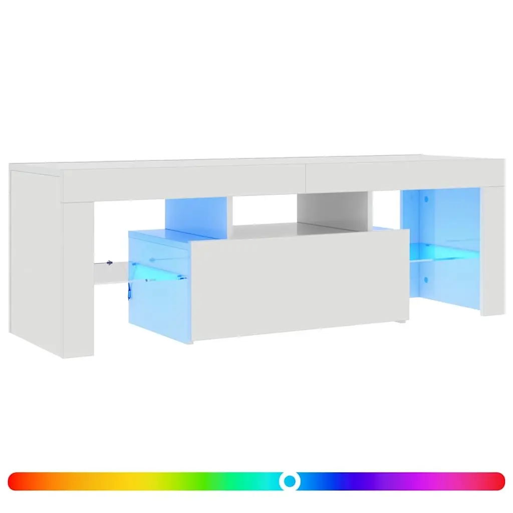 TV Cabinet with LED Lights High Gloss White 120x35x40 cm 804352 - Furniture