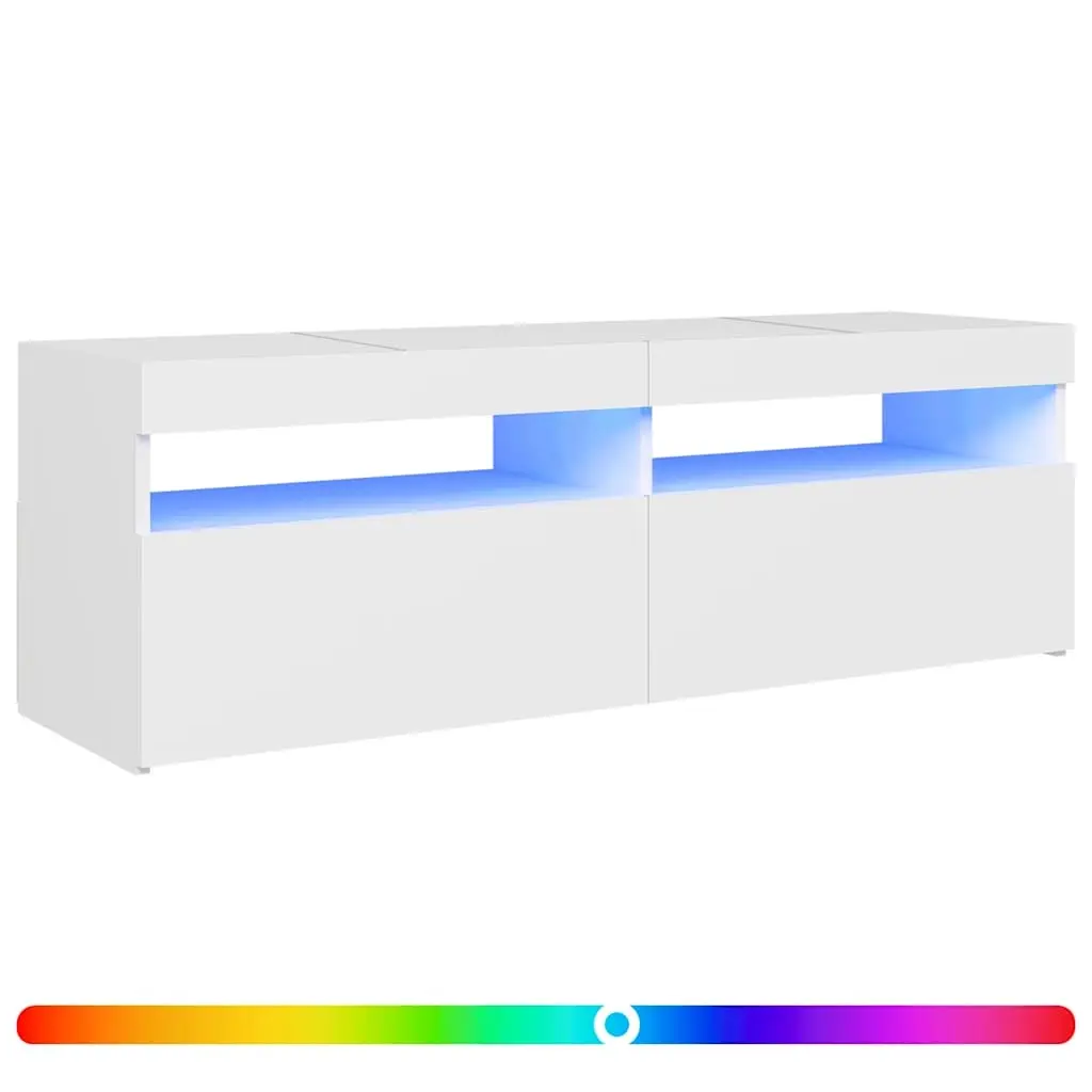 TV Cabinet with LED Lights White 120x35x40 cm 804373 - Furniture
