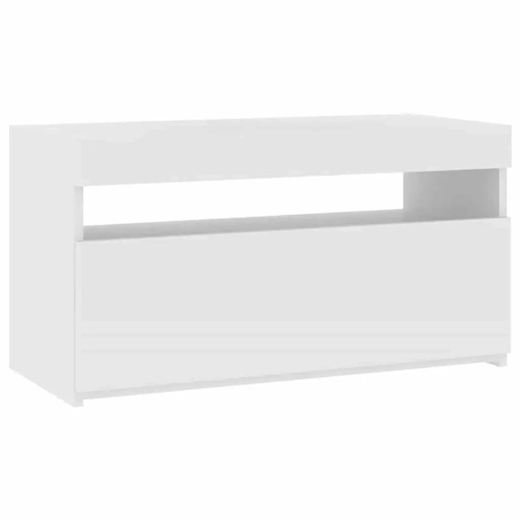 TV Cabinet with LED Lights White 75x35x40 cm 804391 - Furniture