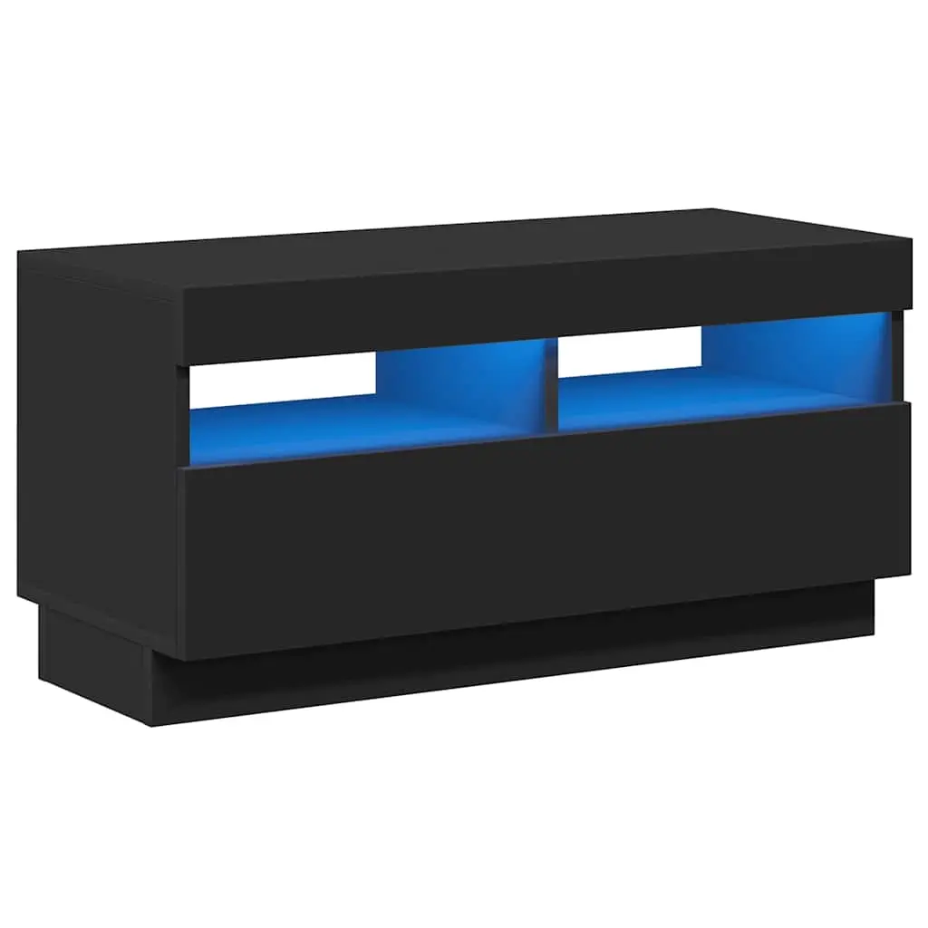 TV Cabinet with LED Lights Black 80x35x40 cm 804446 - Furniture