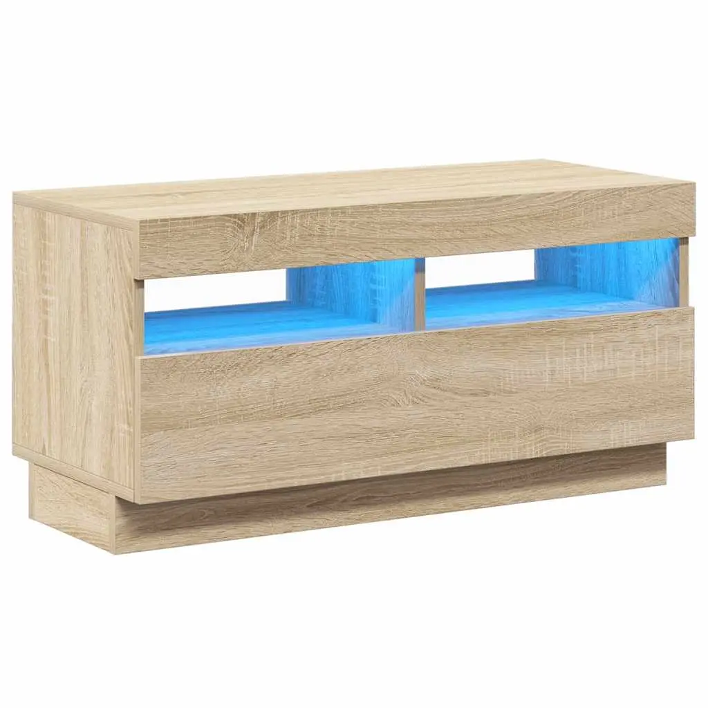 TV Cabinet with LED Lights Sonoma Oak 80x35x40 cm 804448 - Furniture