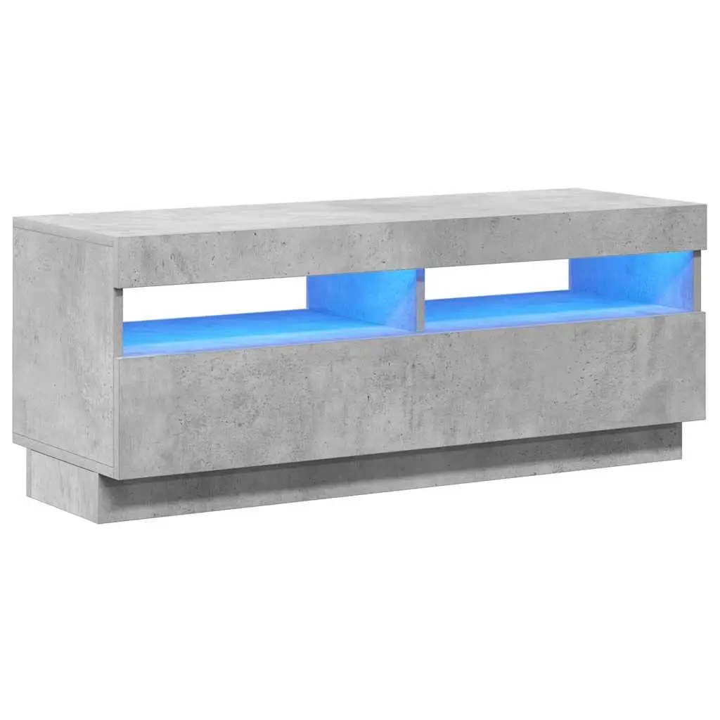TV Cabinet with LED Lights Concrete Grey 100x35x40 cm 804458 - Furniture